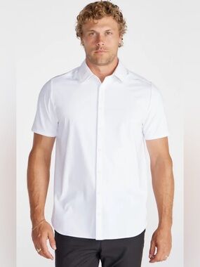 Bylt Basics Men’s Executive Stretch 2.0 Short Sleeve Button Down White XXXL
